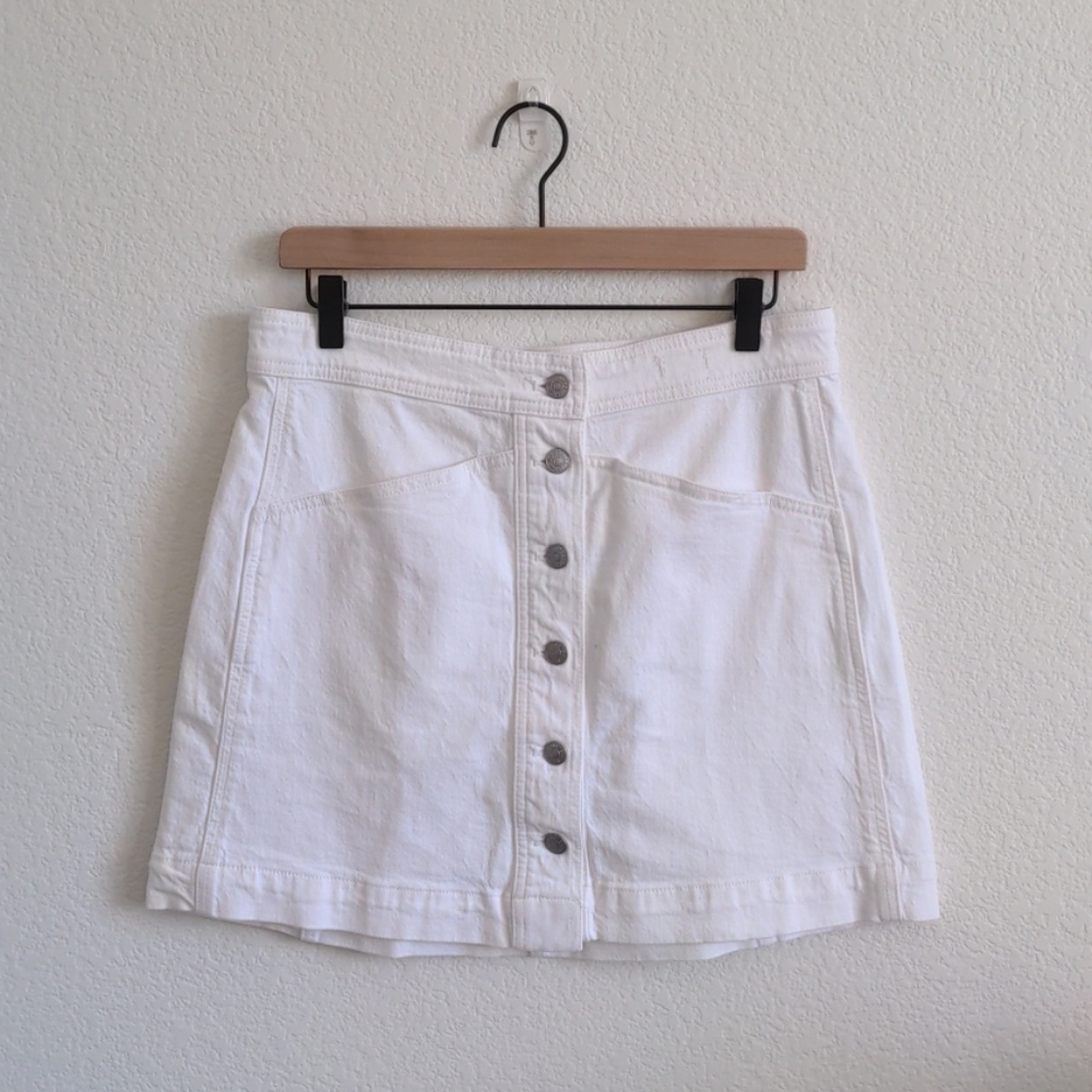 MADEWELL Stretch Denim A-Line Skirt SZ 8 White